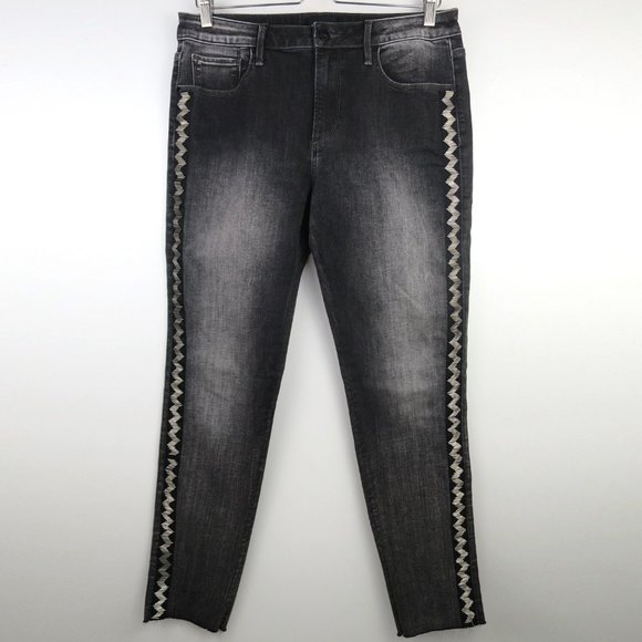 Driftwood Jackie Zig Zag Beaded Skinny Jeans Size 31 NWOT - Picture 8 of 13